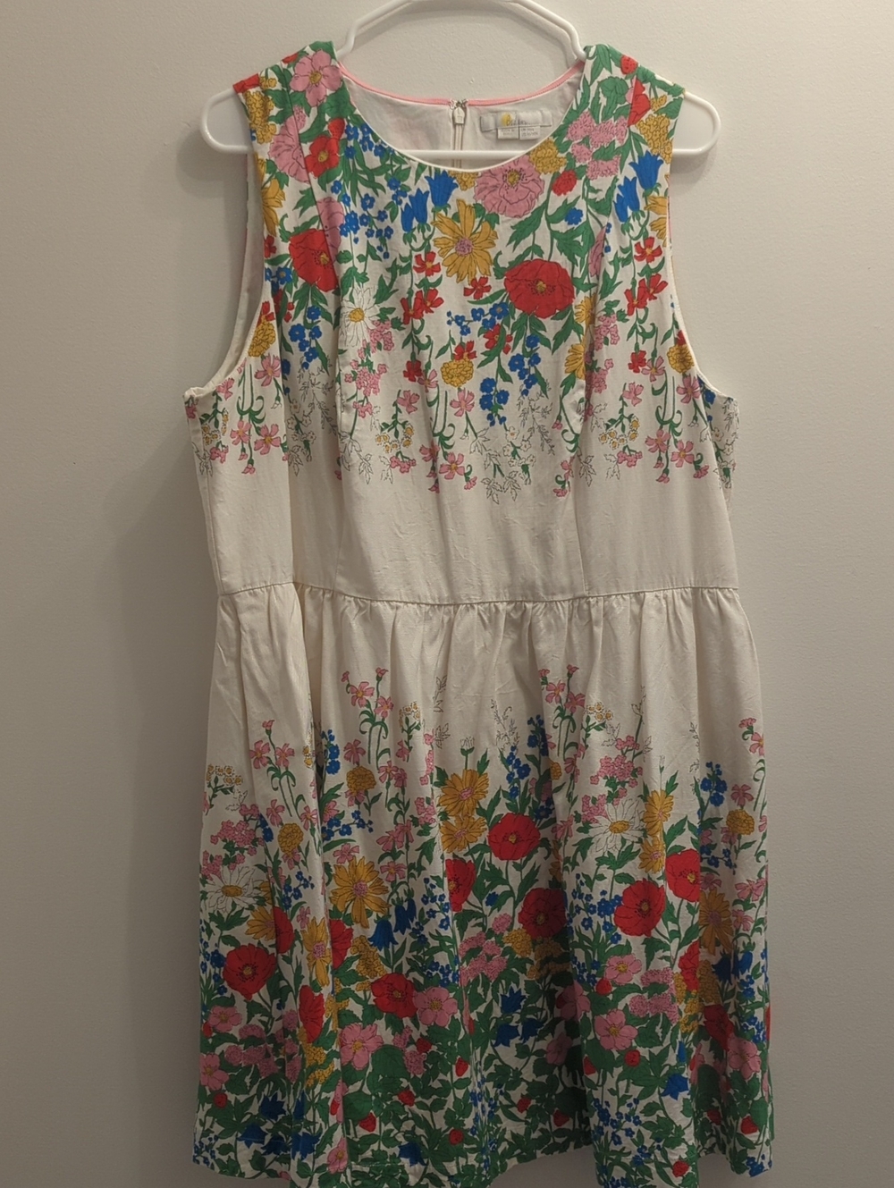 Boden Women's Cream Floral Sundress with Multicolor Bloom Print, US 16/18R